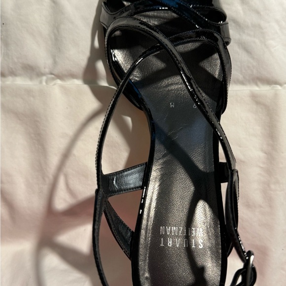 Stuart Weitzman, Operetta, black patent leather sandals size 9M. - Picture 5 of 8